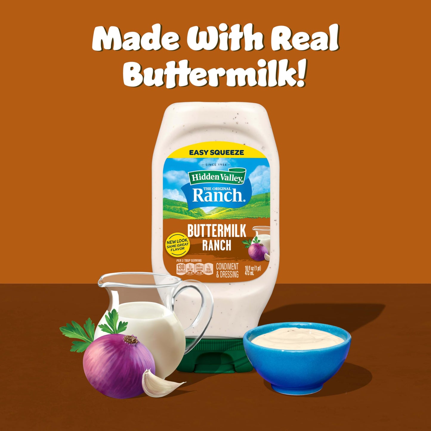 Hidden Valley Buttermilk Ranch Condiment and Dressing, Easy Squeeze Bottle, 16 Fl Oz (Package May Vary)