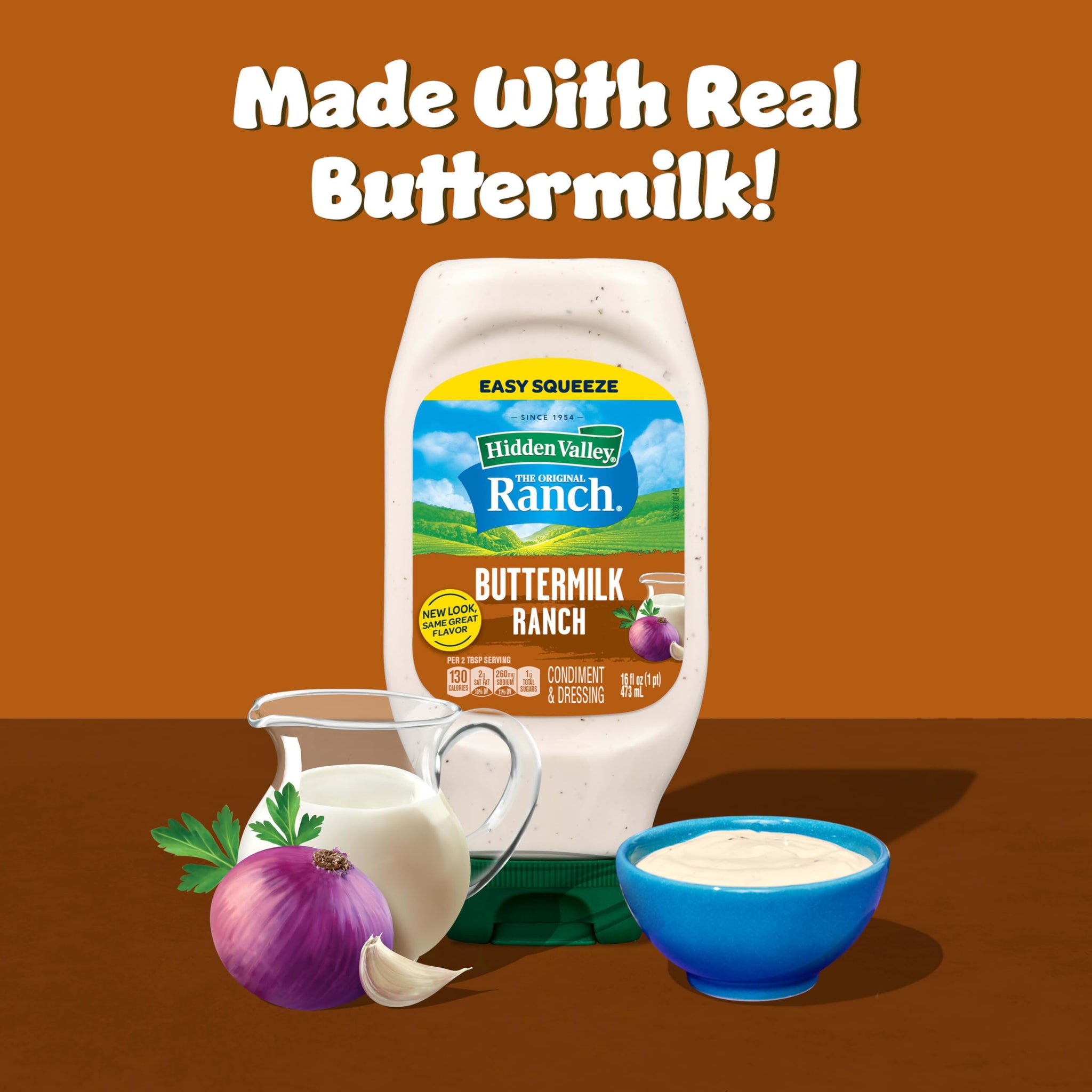 Hidden Valley Buttermilk Ranch Condiment and Dressing, Easy Squeeze Bottle, 16 Fl Oz (Package May Vary)