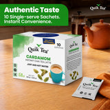QuikTea Instant Cardamom Chai Tea Latte, 10 Single-Serve Sachets, Artisanal Indian Chai Latte Mix, Just Add Hot Water, Low Caffeine, Non-GMO, Gluten