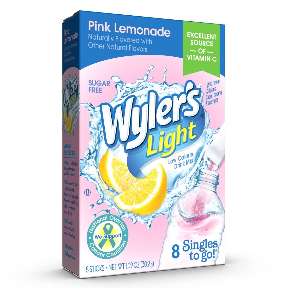 Wyler’s Light Pink Lemonade, Singles To Go, 8 Drink Sticks Per Box, 4 Boxes (32 Sticks Total)