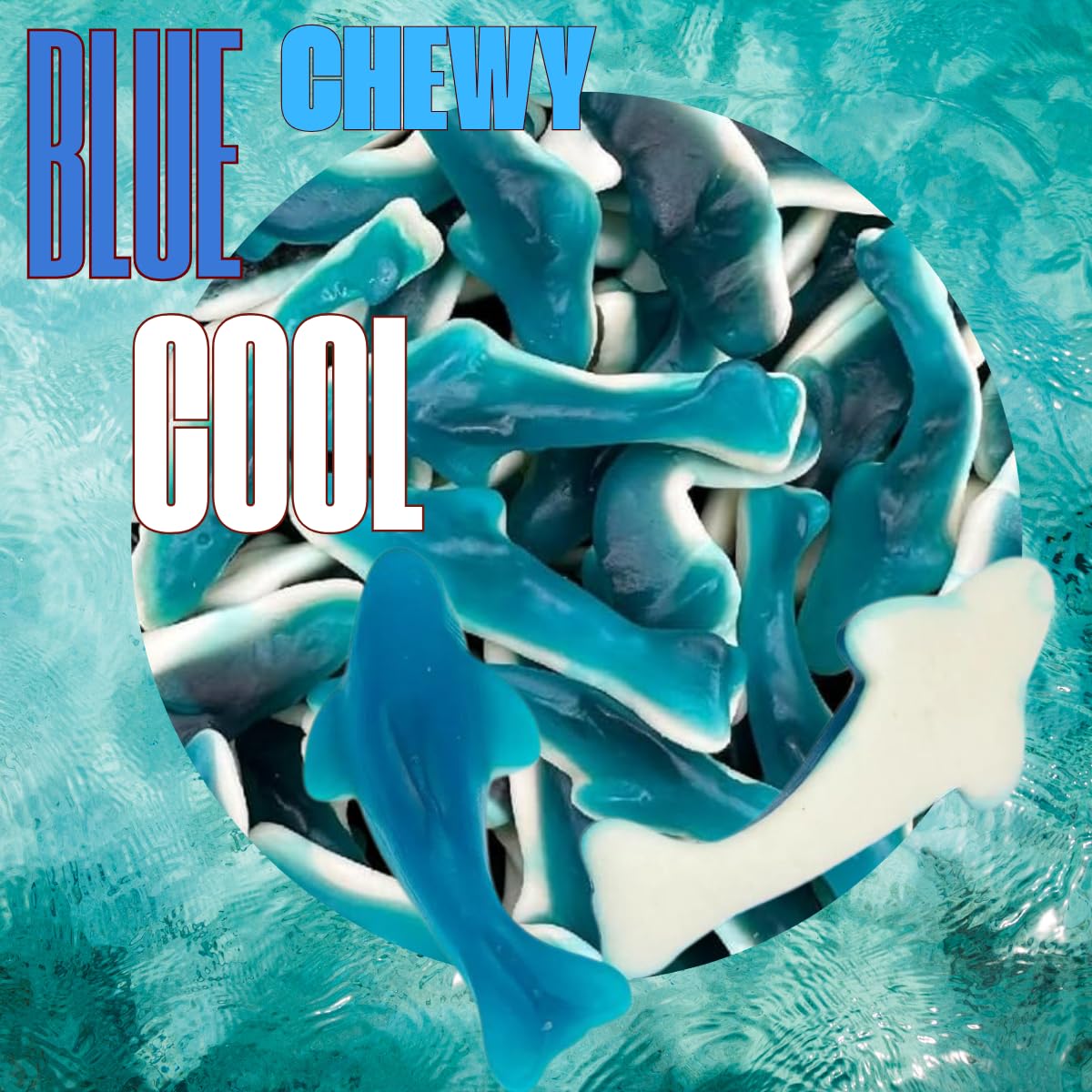 Halal Blue Sharks Gummy Candy Bulk - 5 Pound Bag of Fruity Blue Raspberry & Vanilla Gummies, Soft Chewy Shark Candy for Parties, Candy Buffets, Goodie