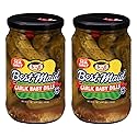 Best Maid Products - 24 Ounce Glass Jars Baby - Dill, Kosher, Hamburger Slices, Garlic Bites, Habanero Chips, & Xtreme Hot Pickles (2 Pack, Garlic