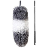 BOOMJOY Microfiber Feather Duster with Extendable Pole and Bendable Head, 100" Telescoping Duster for Cleaning Ceiling, Fan, Furniture