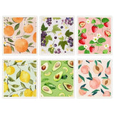 Morigins Mixed Fruit Swedish Kitchen Dishcloths Reusable Dish Towels Absorbent and Fast Dry Cleaning Cloths for Kitchen Cleaning Wipes 6 Pieces