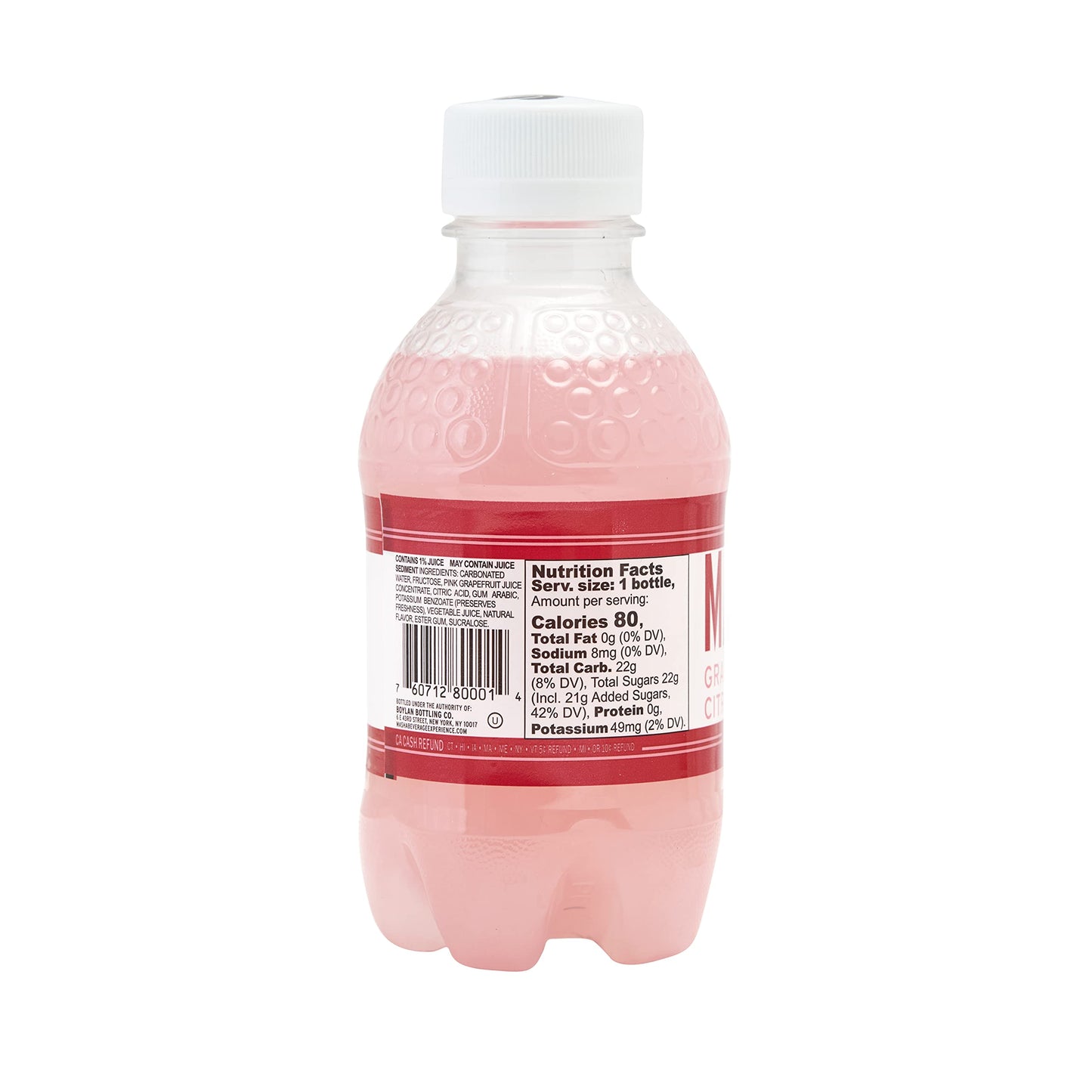 Boylan Bottling MASH Great Tasting Grapefruit Citrus Zing - Lightly Carbonated Fruit Drink - Low Calorie & No Sugar - Made With All Natural Pure Cane