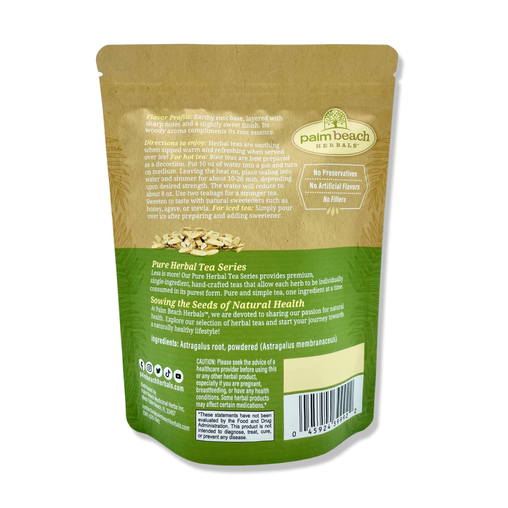 Palm Beach Medicinal Herbs - Astragalus Root Tea - Pure Herbal Tea Series (30 Tea Bags) 100% Natural