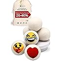 Dryer Ball Kit: 6 XL Wool Dryer Balls - Natural Fabric Softener, Reusable, Reduces Clothing Wrinkles and Saves Drying Time - Reduces Wrinkles