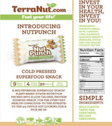 TerraNut Nut Punch Superfood Power Snack - Cold Pressed - Plant Based - Gluten Free- Superfood Snack - Dispenser Box - Mix Nuts 70 Count