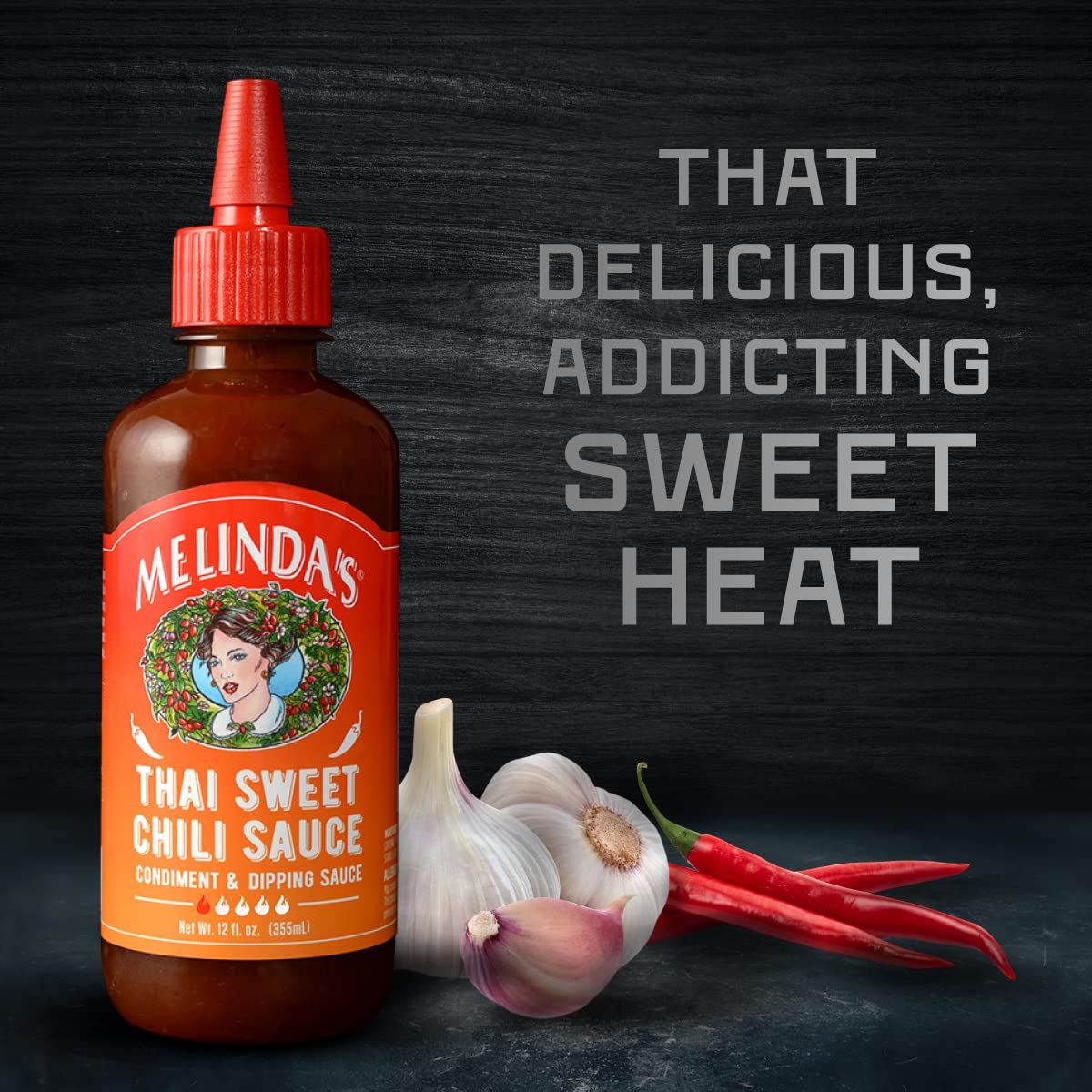 Melinda’s Thai Sweet Chili Sauce - Sweet and Mild Asian Chili Sauce Made with Whole Fresh Ingredients - Gourmet Hot Sauce, Keto Friendly - 12oz, 1