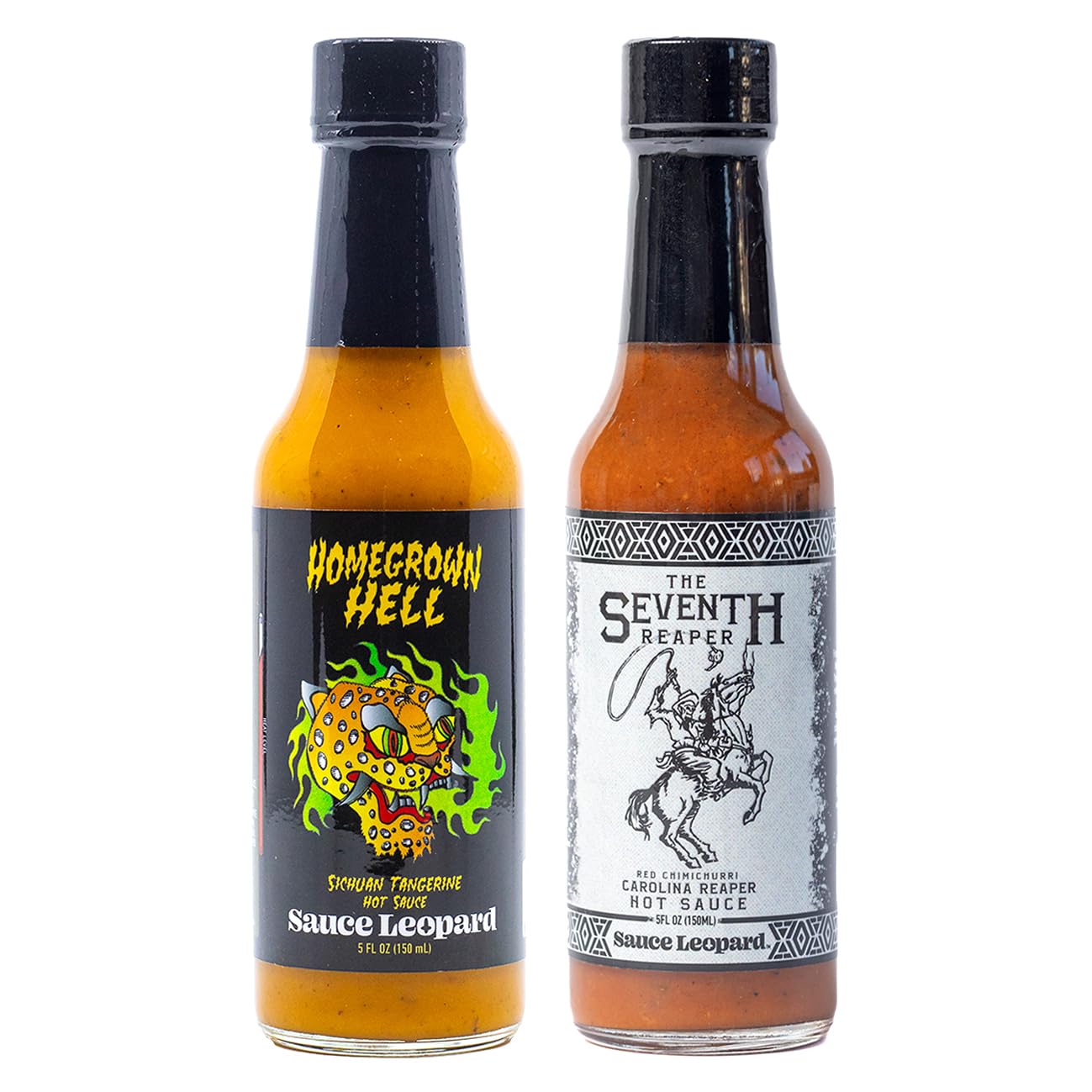 Sauce Leopard 2-Pack Hot Sauce - As seen on Hot Ones, The Seventh Reaper (Season 18) and Homegrown Hell Sichuan Tangerine (Season 29) - Carolina