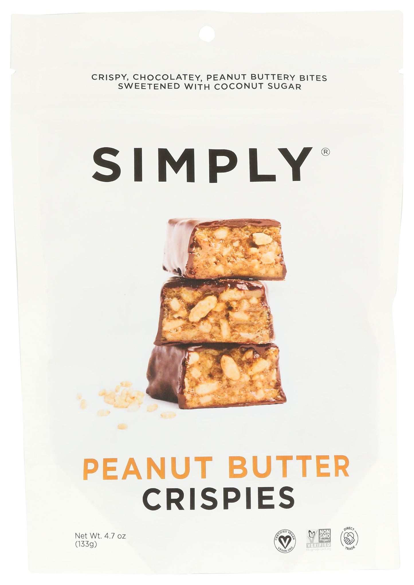 Simply Gum, Peanut Butter Crispies Dark Chocolate Bars, 4 Ounce