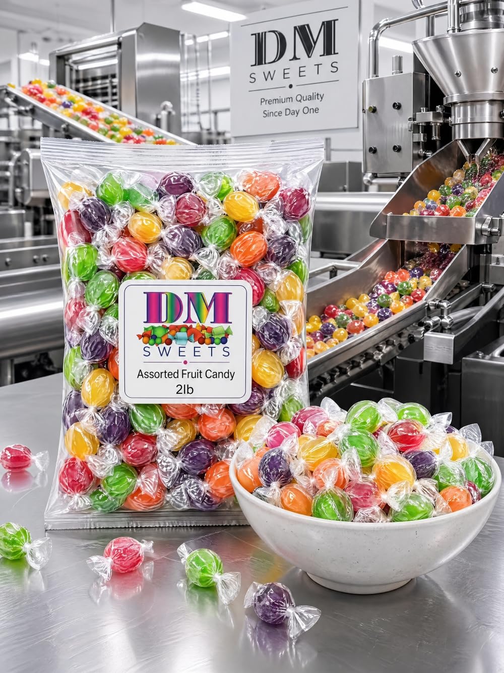 Assorted Hard Candy - 2 lb Bulk Bag Variety Fruit Mix of Cherry Orange Lemon Lime Grape Flavors | Individually Wrapped | Office Candy Bowl, Pinata