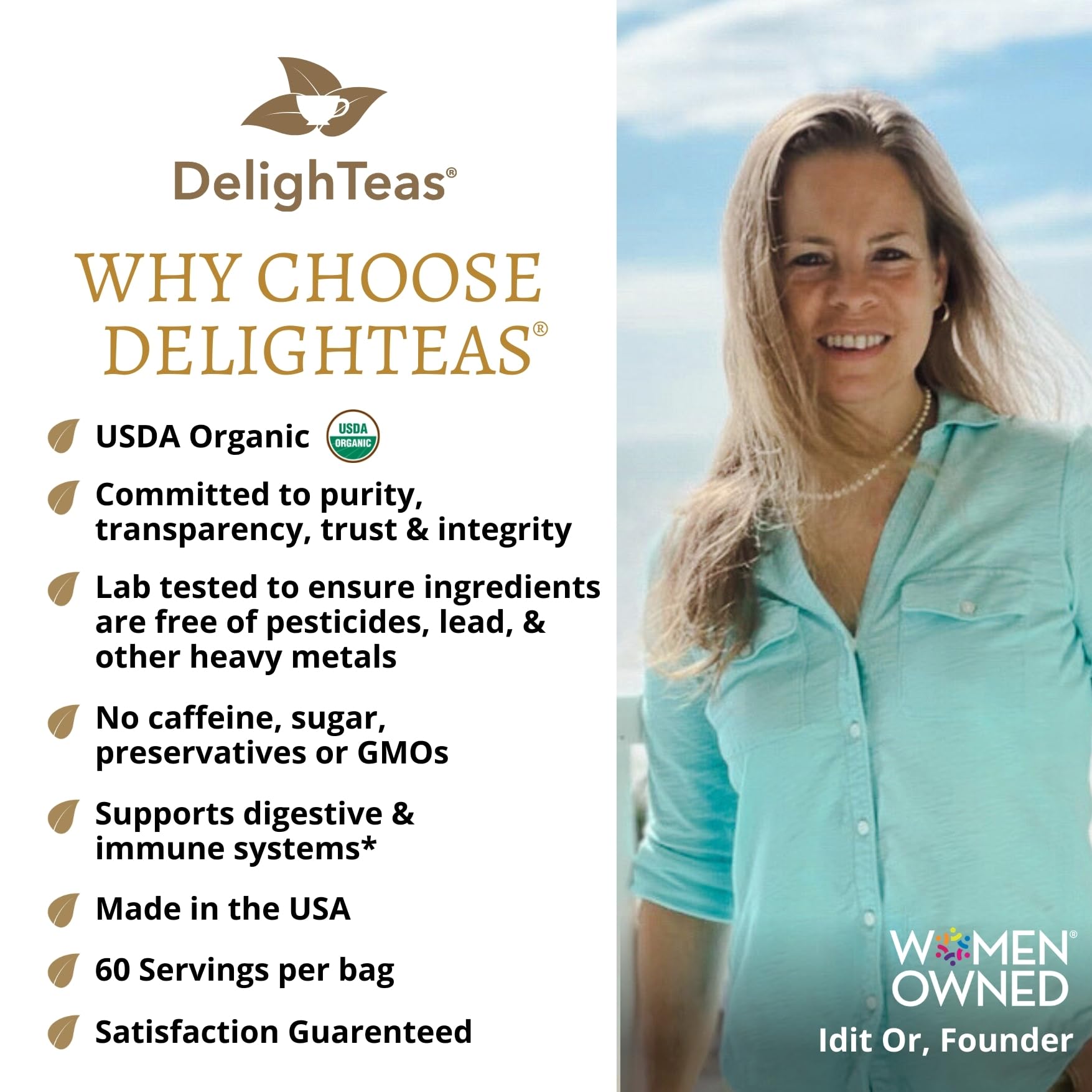 DelighTeas Organic Digest & Detox CCF Tea | Ayurvedic Cumin, Coriander, Fennel Loose Leaf | with BPA-Free Infuser | 60 Servings, 5 oz.