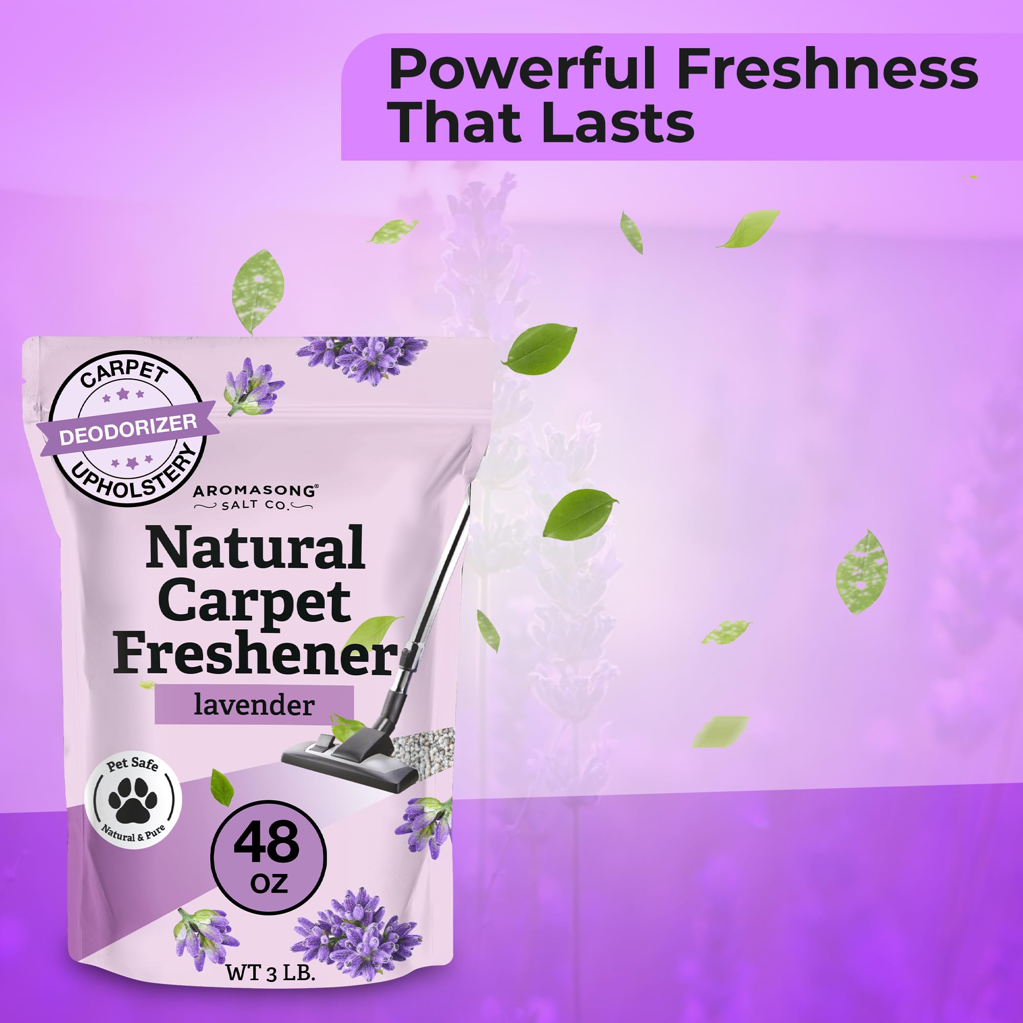 Aromasong Carpet Deodorizer Powder- 2-Pack -100% Natural Lavender Carpet Freshener - Safe For Pets - Carpet Powder For Vacuuming - Effective Pet Odor