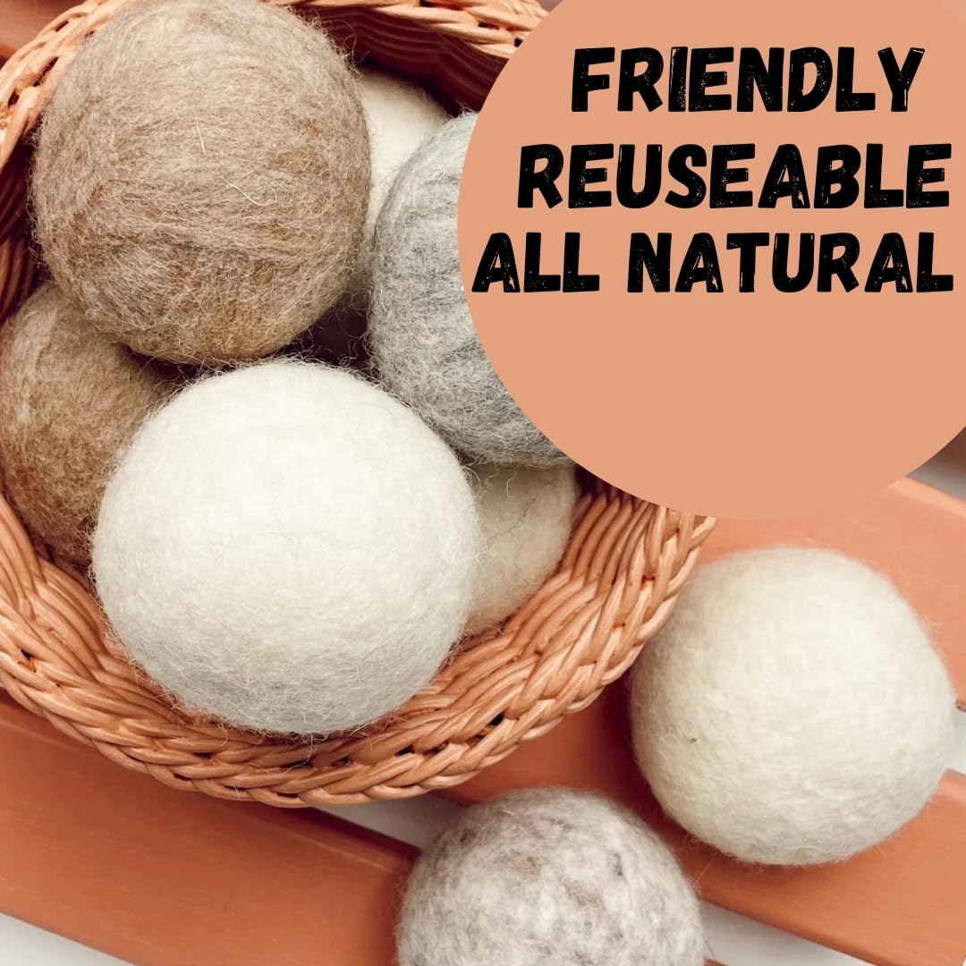 SEDLAV Natural Wool Dryer Balls - Earth Breeze Laundry Sheets Alternative - Wool Dryer Balls Laundry Reusable - Reduces Wrinkles, Energy Saving (4)