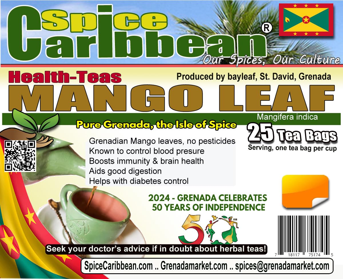MANGO LEAF - 25 Tea Bags (ORGANIC loose Leaf Tea) - Product of Grenada, Caribbean