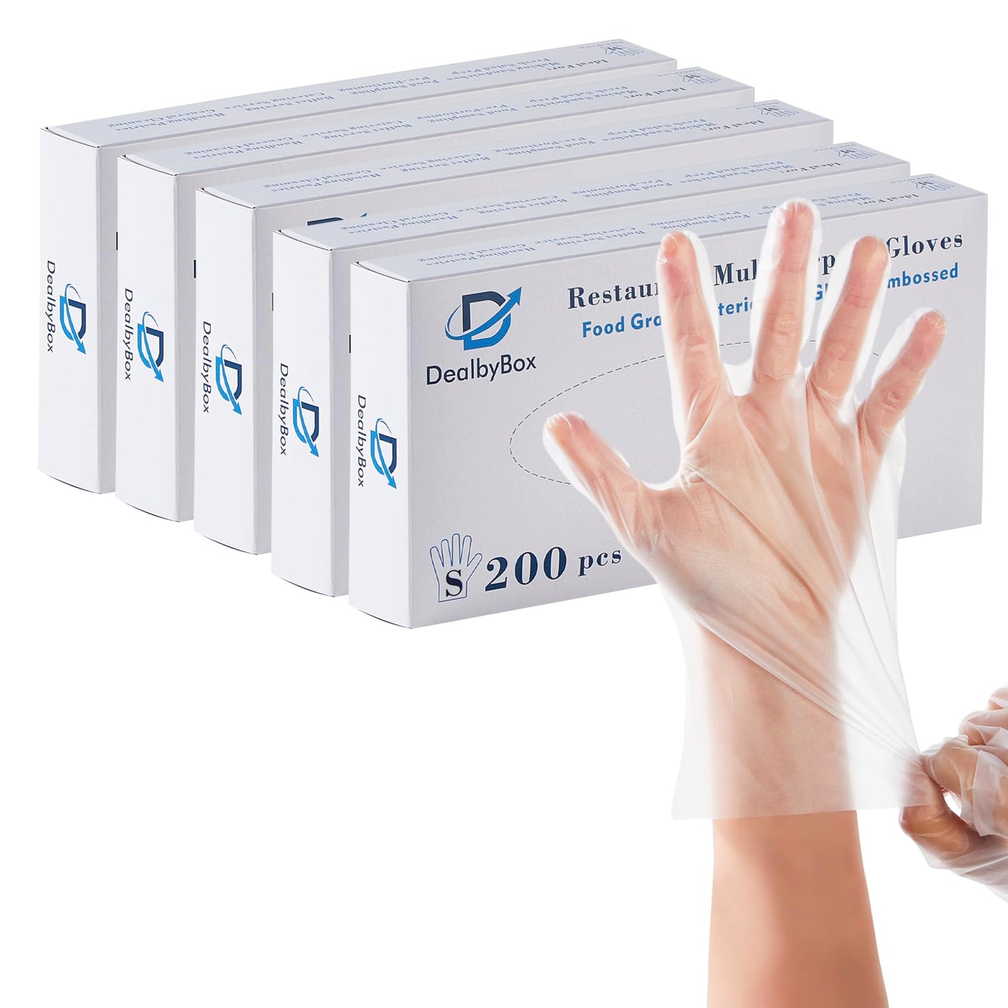 DealbyBox 1000pcs Plastic Food Safe Gloves, Disposable Gloves for Restaurant Cooking, Food Handling, Serving, Prep,Baking. (Medium)