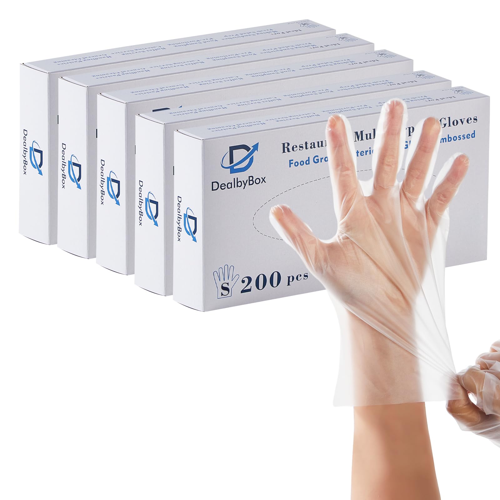 DealbyBox 1000pcs Plastic Food Safe Gloves, Disposable Gloves for Restaurant Cooking, Food Handling, Serving, Prep,Baking. (Medium)