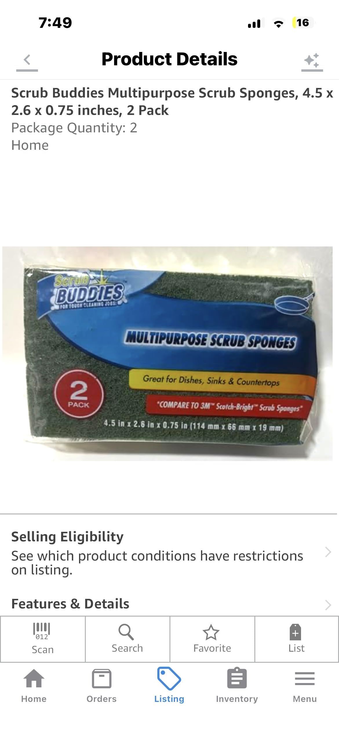 Scrub Buddies Heavy Duty Scrub Sponge