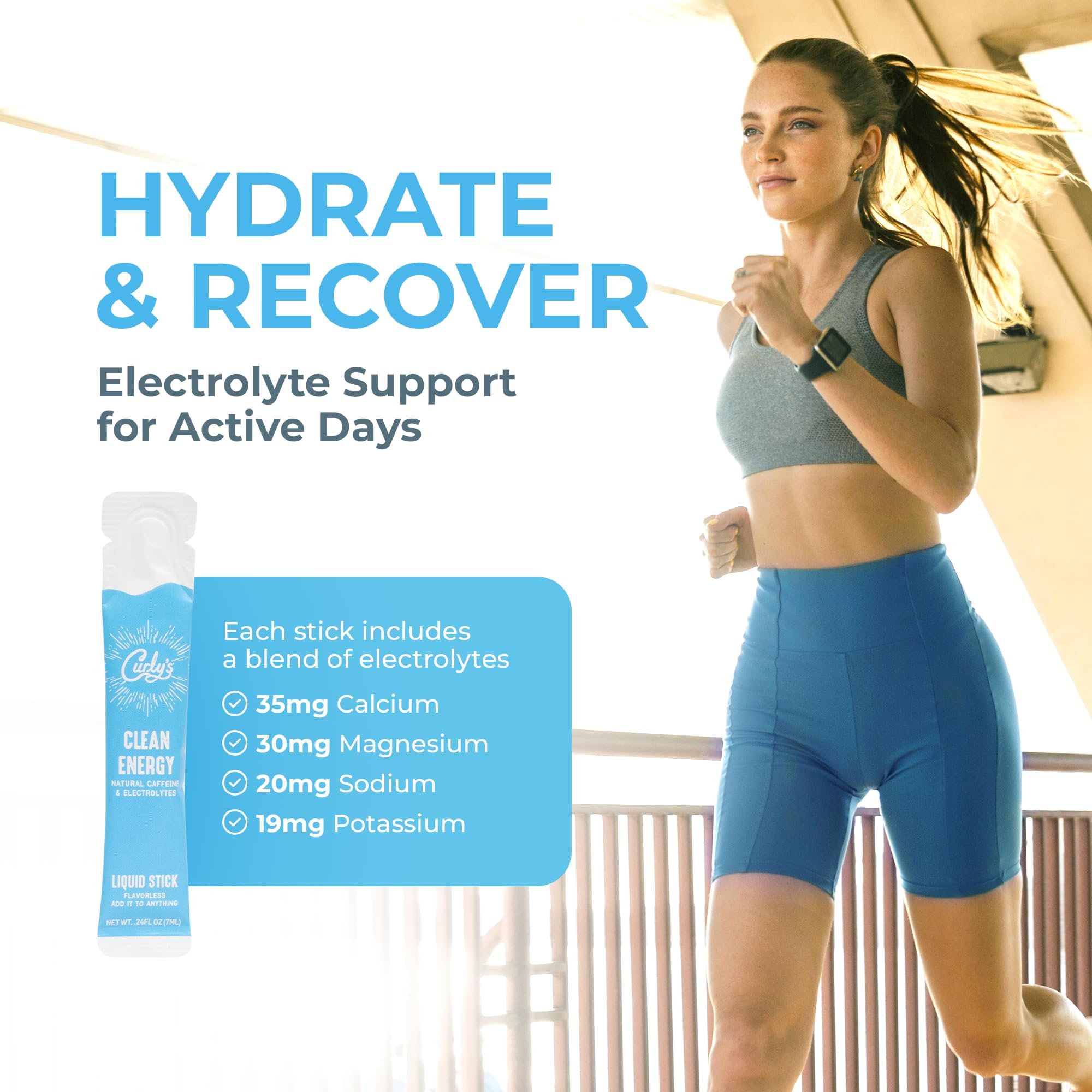 Curly's Clean Energy Caffeine & Electrolyte Sticks - Energize Your Favorite Drink - Keto, Paleo & Whole 30 Friendly - All Natural - No Sugar, No