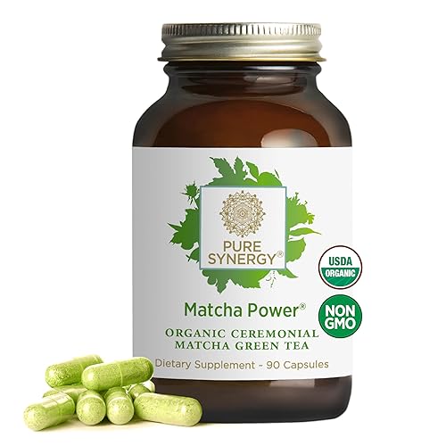 PURE SYNERGY Matcha Power | Organic Matcha Green Tea Capsules | Ceremonial Grade Supplement with EGCG | for Enhanced Energy & Alertness (90 Capsules)