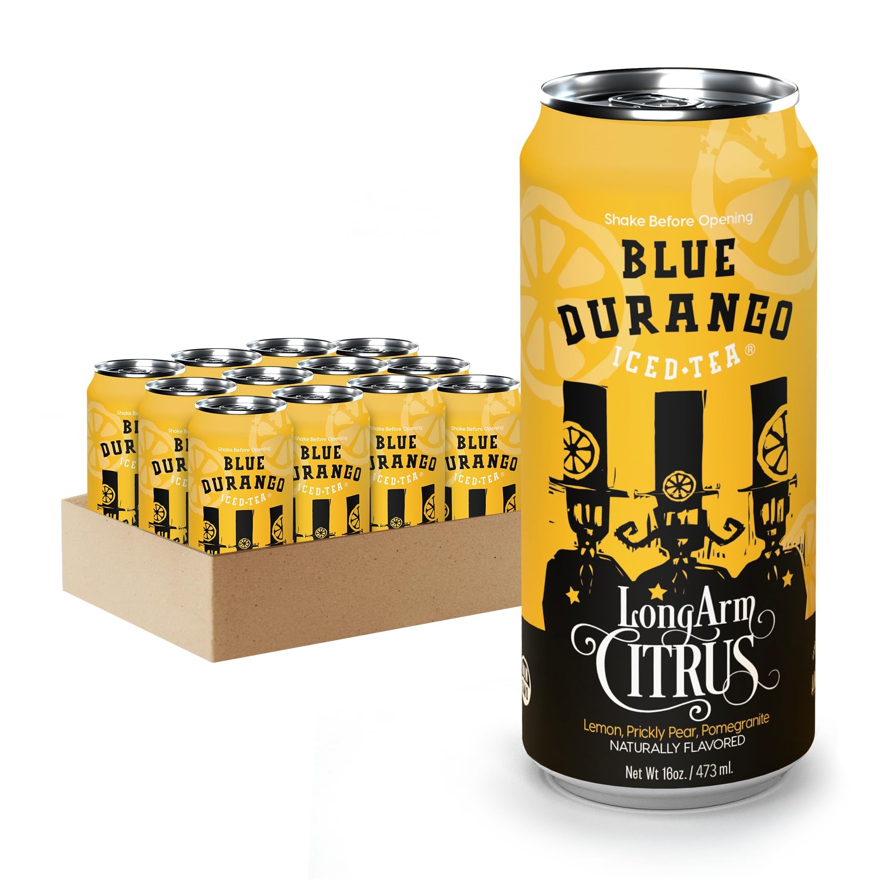 Blue Durango Iced Tea - Long Arm Citrus - Black Tea, Lemon, Prickly Pear, Pomegranate - Low Sugar, Non-GMO, No Artificial Sweeteners, Gluten-Free