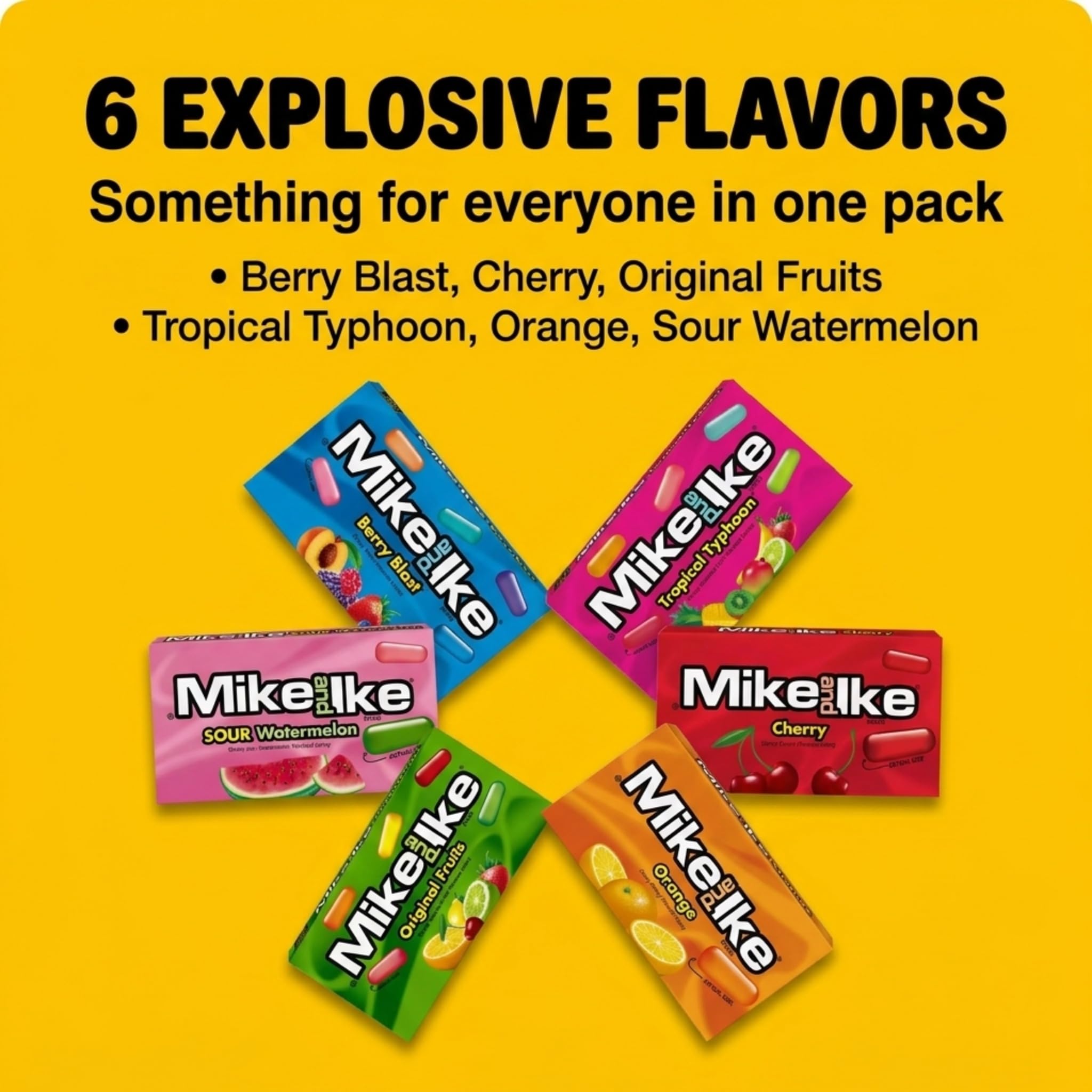 Mike Ike Chewy Candy Variety Pack, Assorted Flavors Mini Box 0.78 Ounce (Pack of 18)