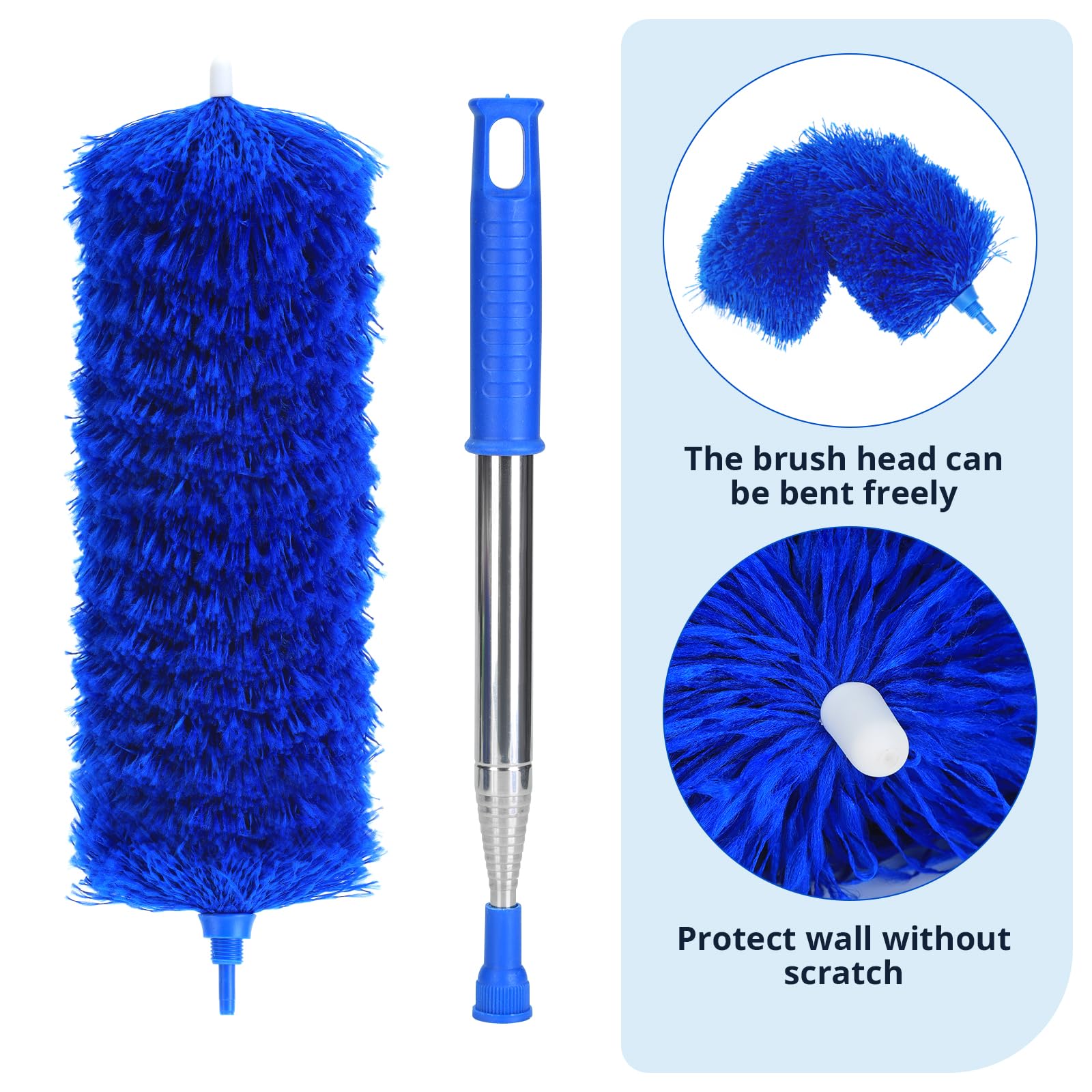 ZZ LAZYCOTTAGE Microfiber Feather Duster with Bendable Head, Dusters for Cleaning, Extendable Microfiber Duster, Long Reach Dusting Tool for High