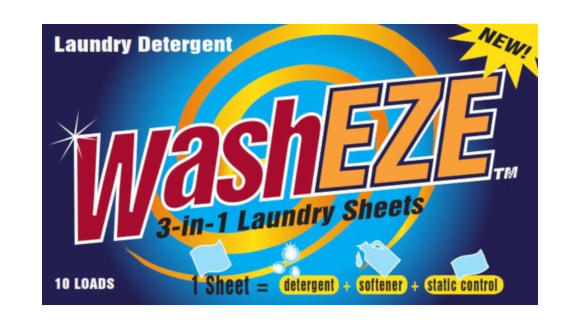 WashEZE 3-in-1 Laundry Detergent Sheets - 20 Loads Fresh Scent Liquidless Soap Sheet-Detergent, fabric softener and more -Travel Approved, College