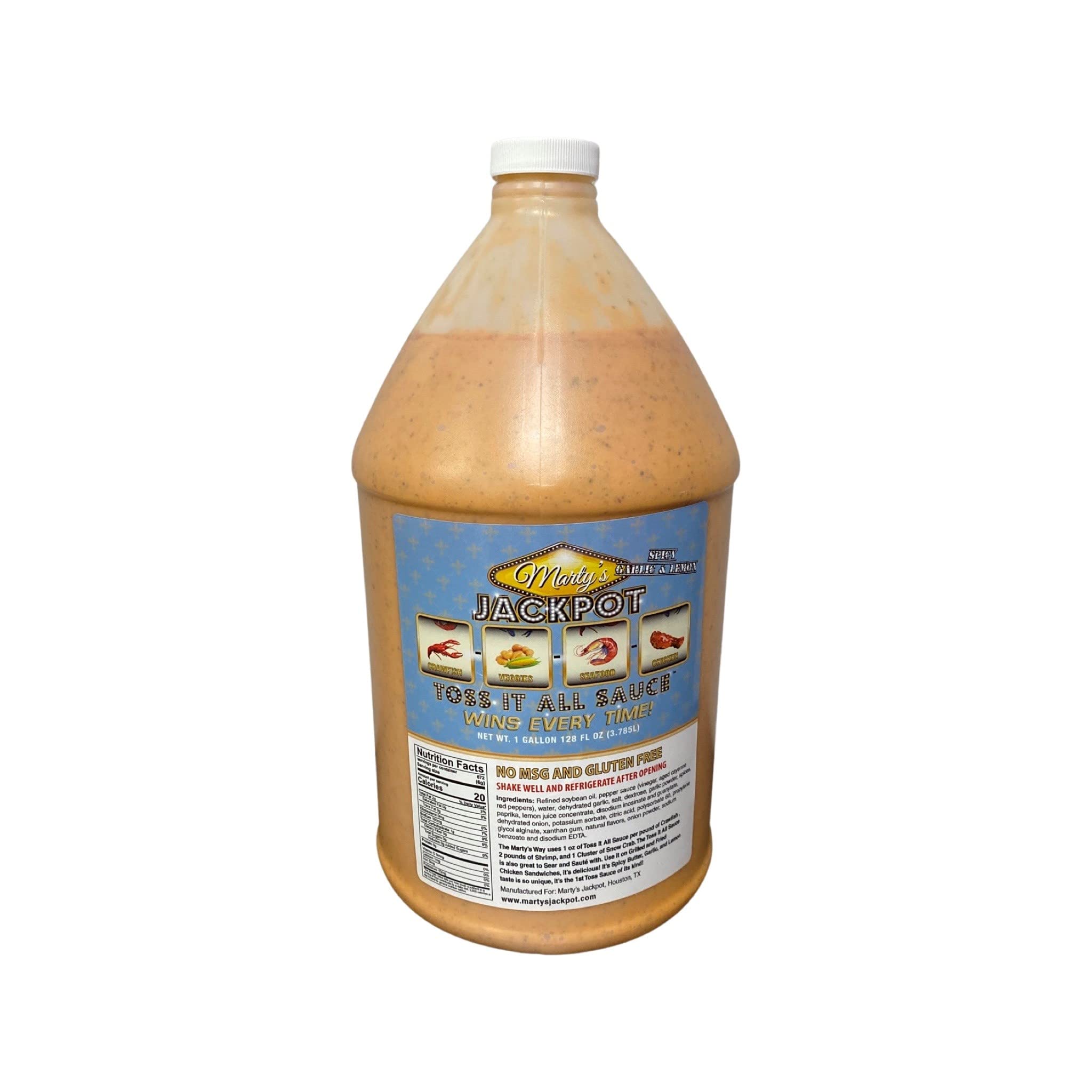 Marty’s Jackpot Spicy Garlic & Lemon Toss It All Sauce - Delicious Flavor, First Ever toss sauce brought to the market for Crawfish, Veggies, Seafood