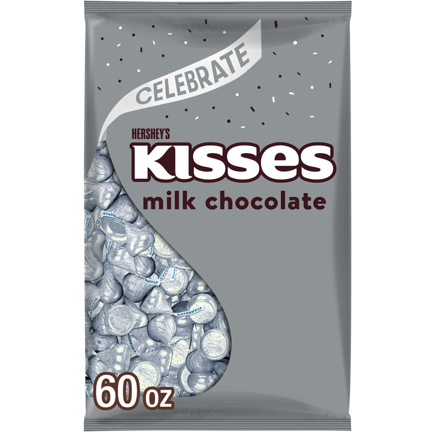 HERSHEY'S KISSES Milk Chocolate Candy Bulk Bag, 60 oz