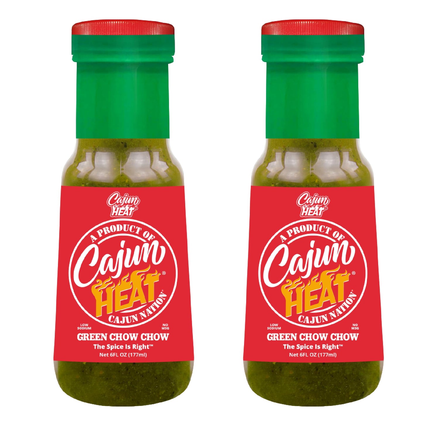Cajun Nation CAJUN HEAT Green Chow Chow Relish 6oz - Crushed Green Pepper & Onion Spicy Relish, No MSG, Low Sodium- Zesty Tangy Pepper Flavor from