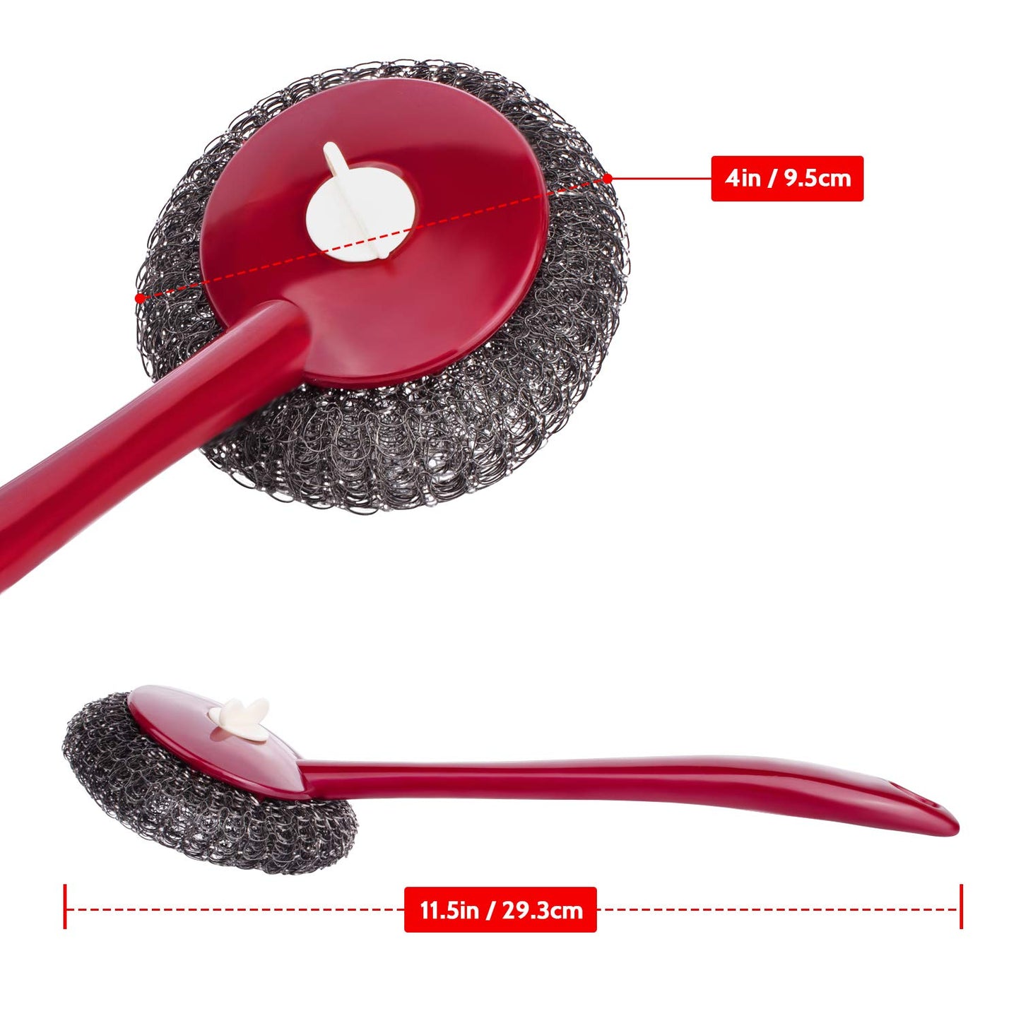 Rederdjskj Kitchen Stainless Steel Sponges Scourer Set with Handle Pack of 3, Large Stainless Steel Scrubbers - Metal Scouring Pads Kitchen Cleaning