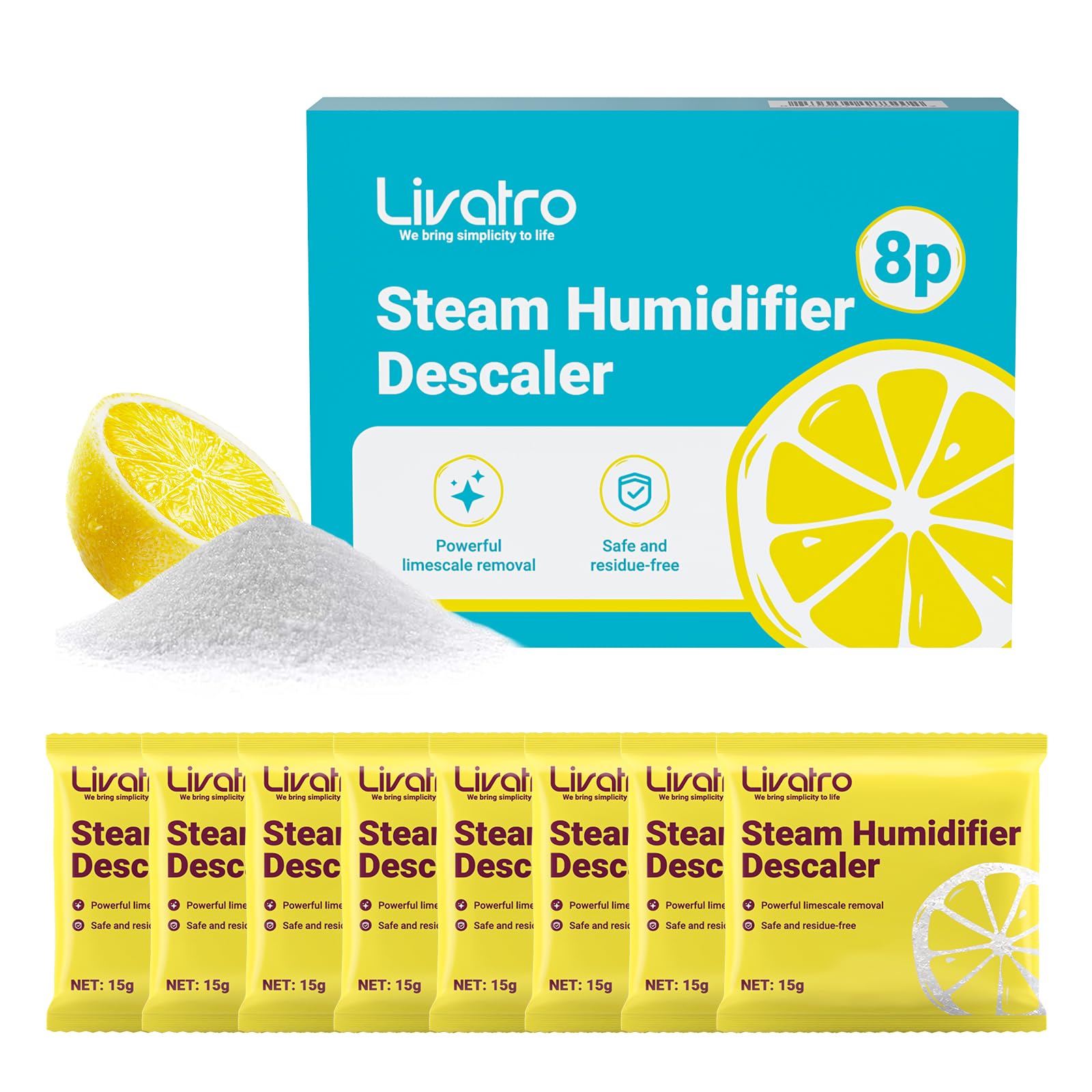 Citric Acid Cleaning - 8 Individually Wrapped Descalers for Humidifiers, Kettles & Distillers | Powerful Anti?Limescale, Moisture?Resistant