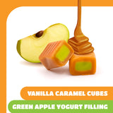Caramel Cubes Candy - 2 Pound Pack (150 Count) - Green Apple Filling - Individually Wrapped