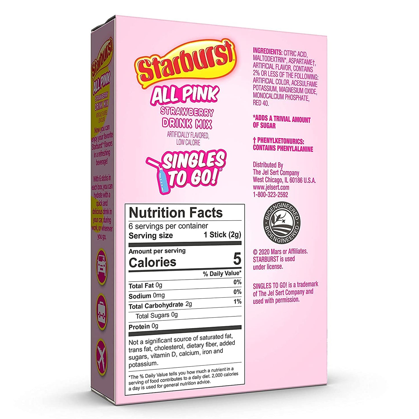 Starburst Singles To Go Zero Sugar Drink Mix, Strawberry, 6 CT Per Box (Pack of 1)