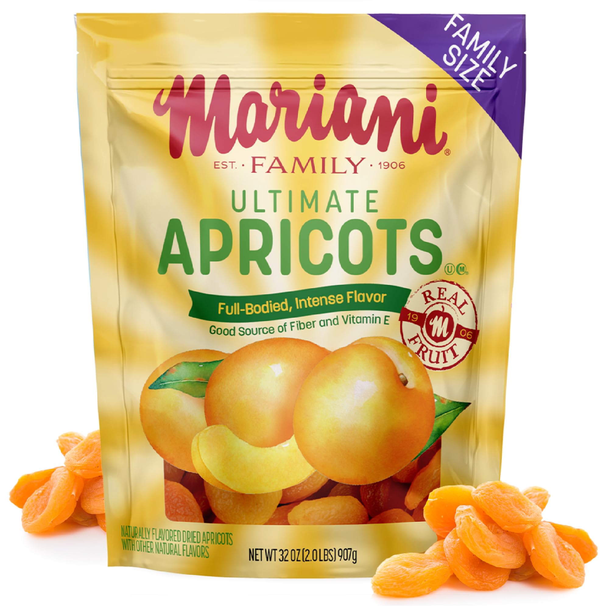 Mariani Ultimate Dried Apricots - 32oz Bulk Family Value Size, Dried Fruit, No Sugar Added, Non-GMO, Gluten-Free, Resealable Pouch, Great for Snacking