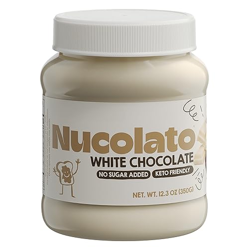 NUCOLATO | White Chocolate Spread | 12.3 oz - 350 g | Keto Friendly - No Sugar Added | Best Low Carb Dessert - Food Snacks | Perfect Topping for Cake