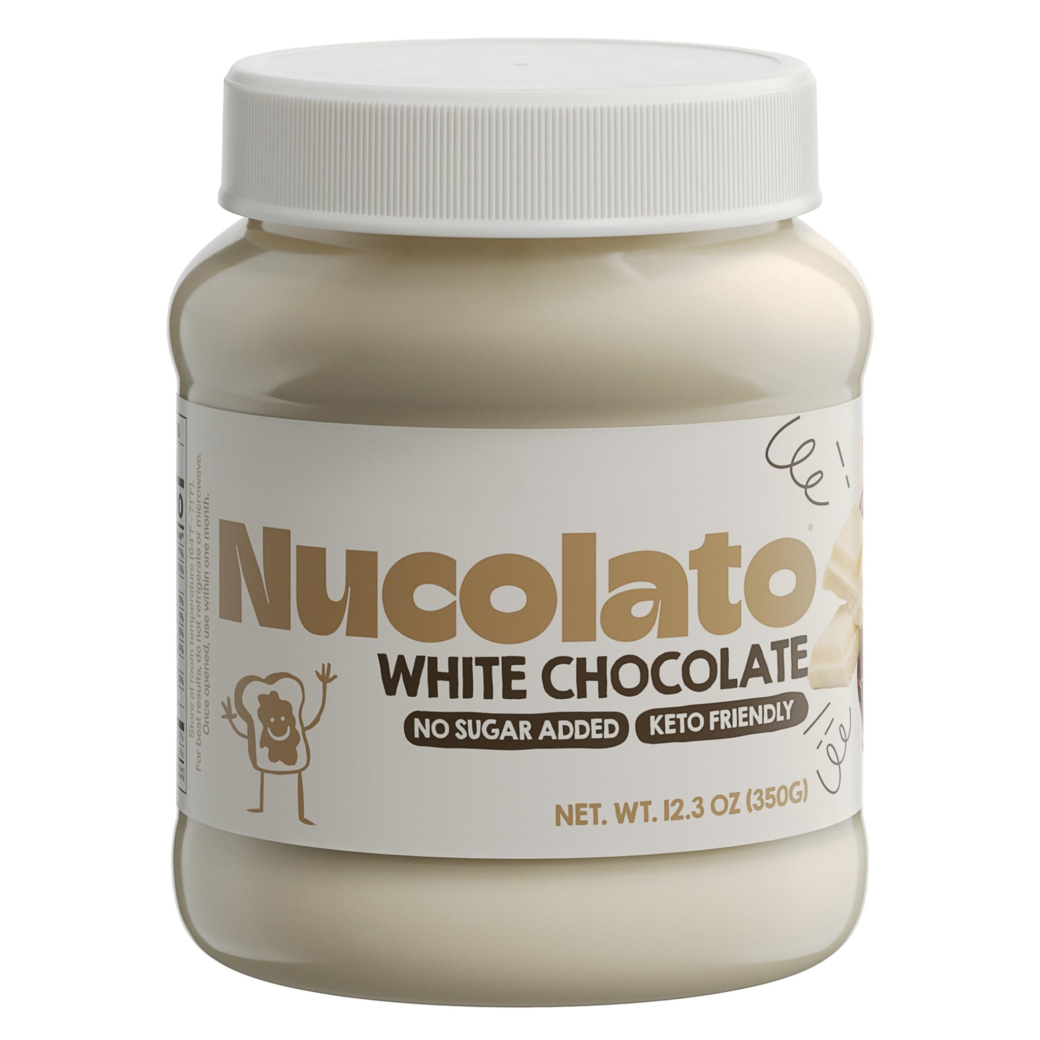 NUCOLATO | White Chocolate Spread | 12.3 oz - 350 g | Keto Friendly - No Sugar Added | Best Low Carb Dessert - Food Snacks | Perfect Topping for Cake