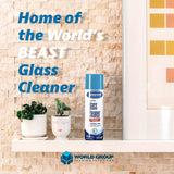 World Group Packing Solutions Glass Cleaner Foam, Foaming Action & Spray, 19oz - 2 Pack - Clean Fresh Scent - Bundled With 2 Microfiber Rags