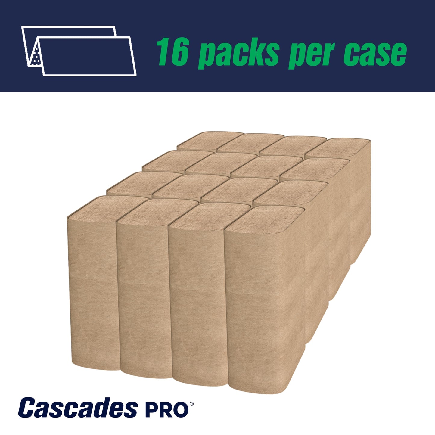 Cascades PRO Select Multifold Paper Towels Bulk- Universal Fit for Dispensers - Commercial Bathroom Kitchen Towel - 250 Sheets/pack, 16 Packs/Box