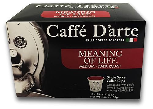 Caffe D’arte Single Serve Coffee - Meaning of Life Medium Roast - Roasted in Seattle, Perfect for Single-Serve Brewing - 12 Count