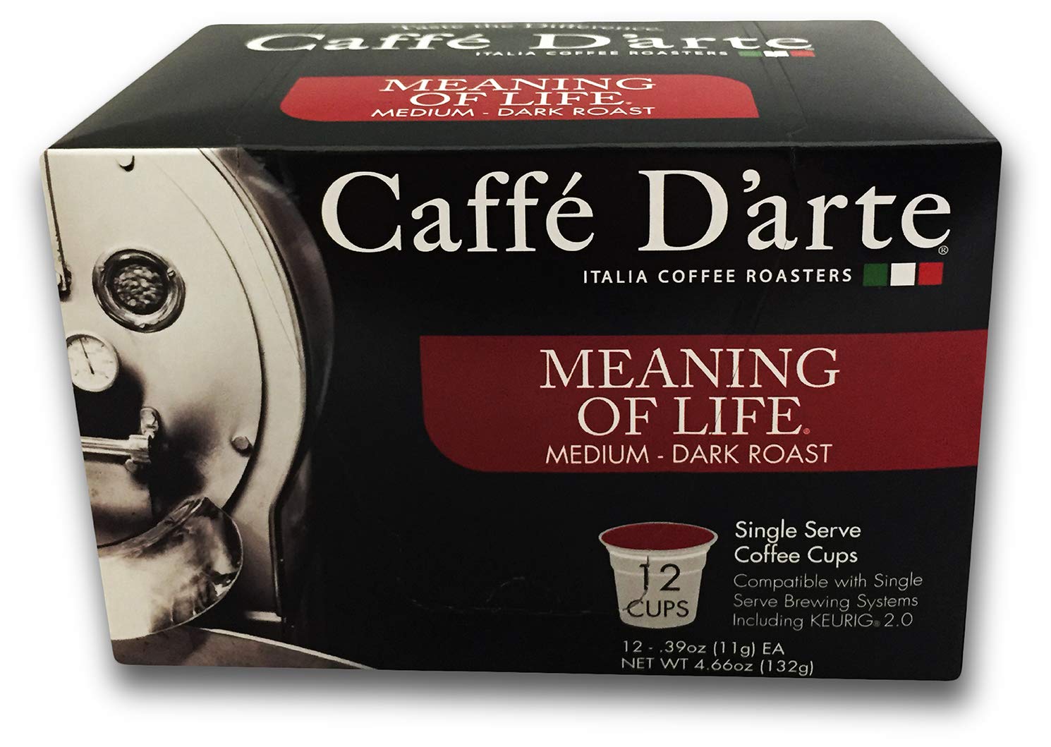 Caffe D’arte Single Serve Coffee - Meaning of Life Medium Roast - Roasted in Seattle, Perfect for Single-Serve Brewing - 12 Count