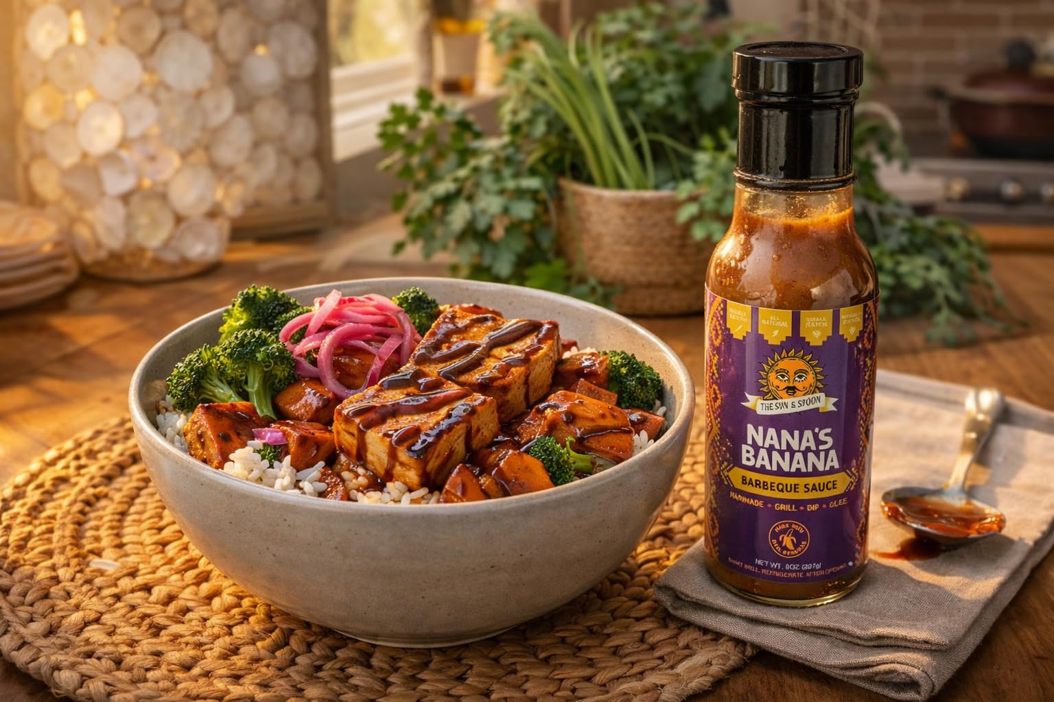Nana’s Banana Filipino BBQ Sauce by The Sun & Spoon - Banana-Based, Tangy & Sweet, Small-Batch, 8 oz Jar - Marinade, Dip, Glaze & Finishing Sauce