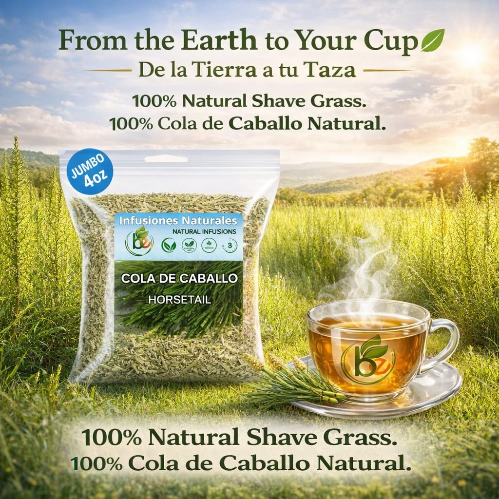Cola de Caballo Herbal Tea - 4 oz (113 g) - 100% Natural Horsetail Loose Leaf Tea (Shave Grass) - Traditional Mexican Remedy - Caffeine-Free, Vegan
