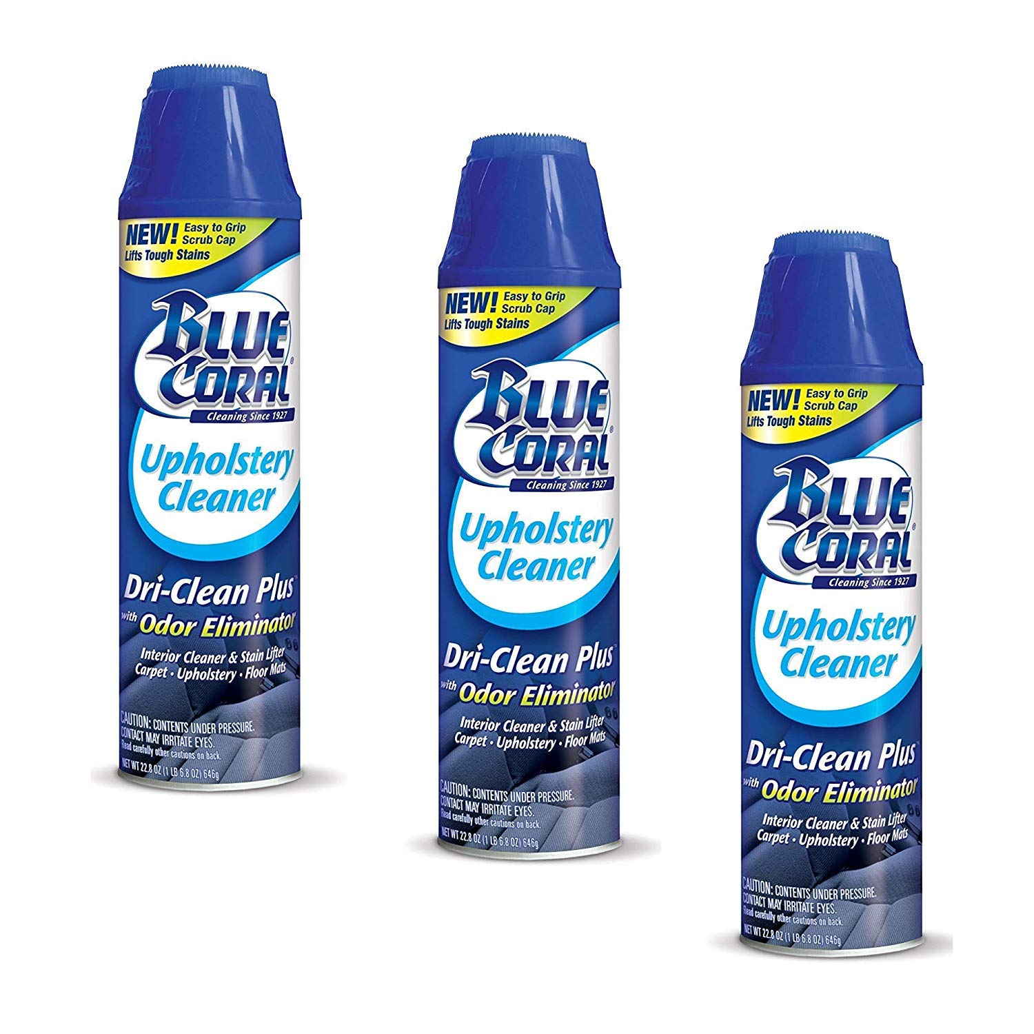 Blue Coral DC22 Upholstery Cleaner Dri-Clean Plus with Odor Eliminator, 22.8 oz. Aerosol (Pack of 6)