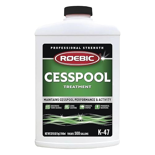 Roebic K-47-Q Cesspool Treatment: Prevents Clogging, Buildup, Exclusive Bacteria Digests Paper, Destroys Sludge - 32 Ounces, White/Green