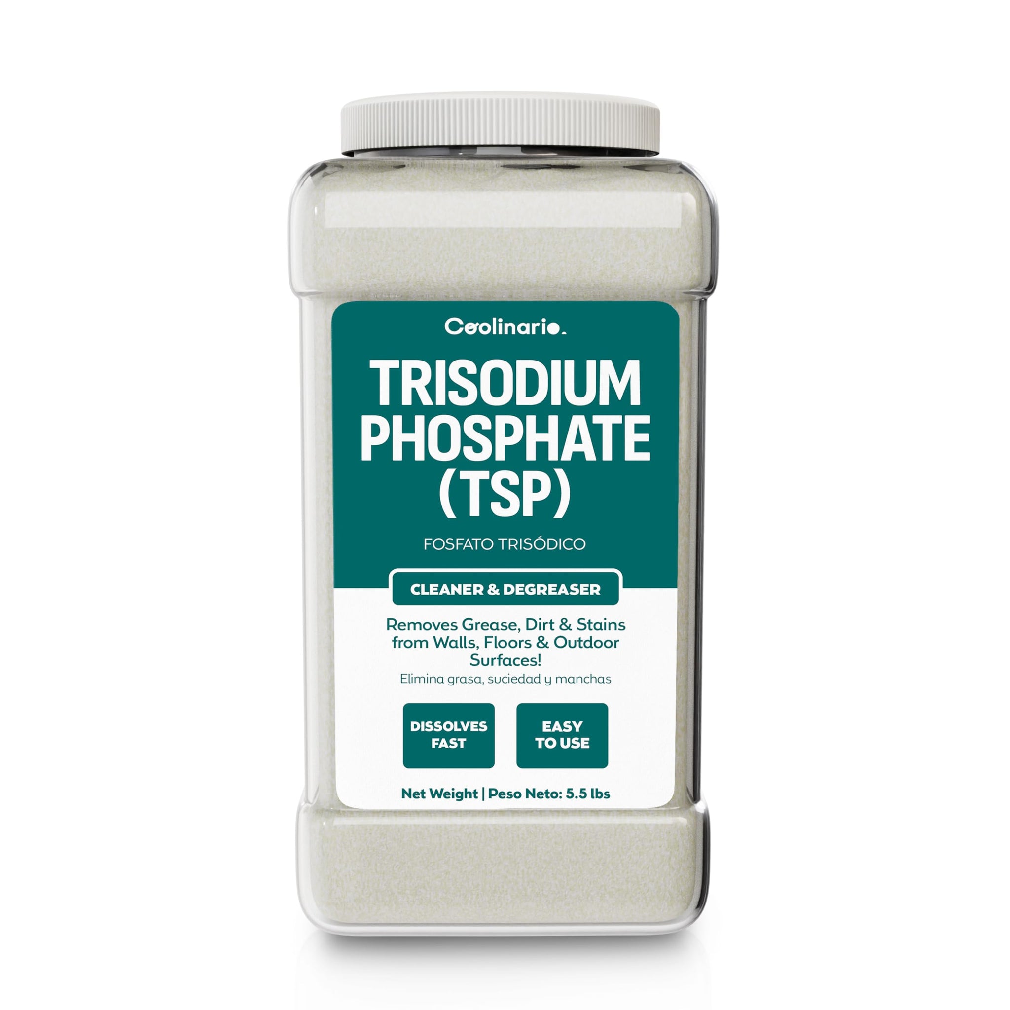 Coolinario Trisodium Phosphate - TSP Cleaner - 1 Gal (5.5 lbs) Heavy-Duty Cleaner & Degreaser for Walls, Floors & Outdoor Surfaces | Removes Grease