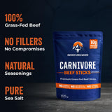 Rugged Unleashed Grass Fed Beef Sticks - Premium Carnivore Snacks With High Protein Meat Sticks, Savory Beef Jerky Snack Sticks, Carnivore Bar, No