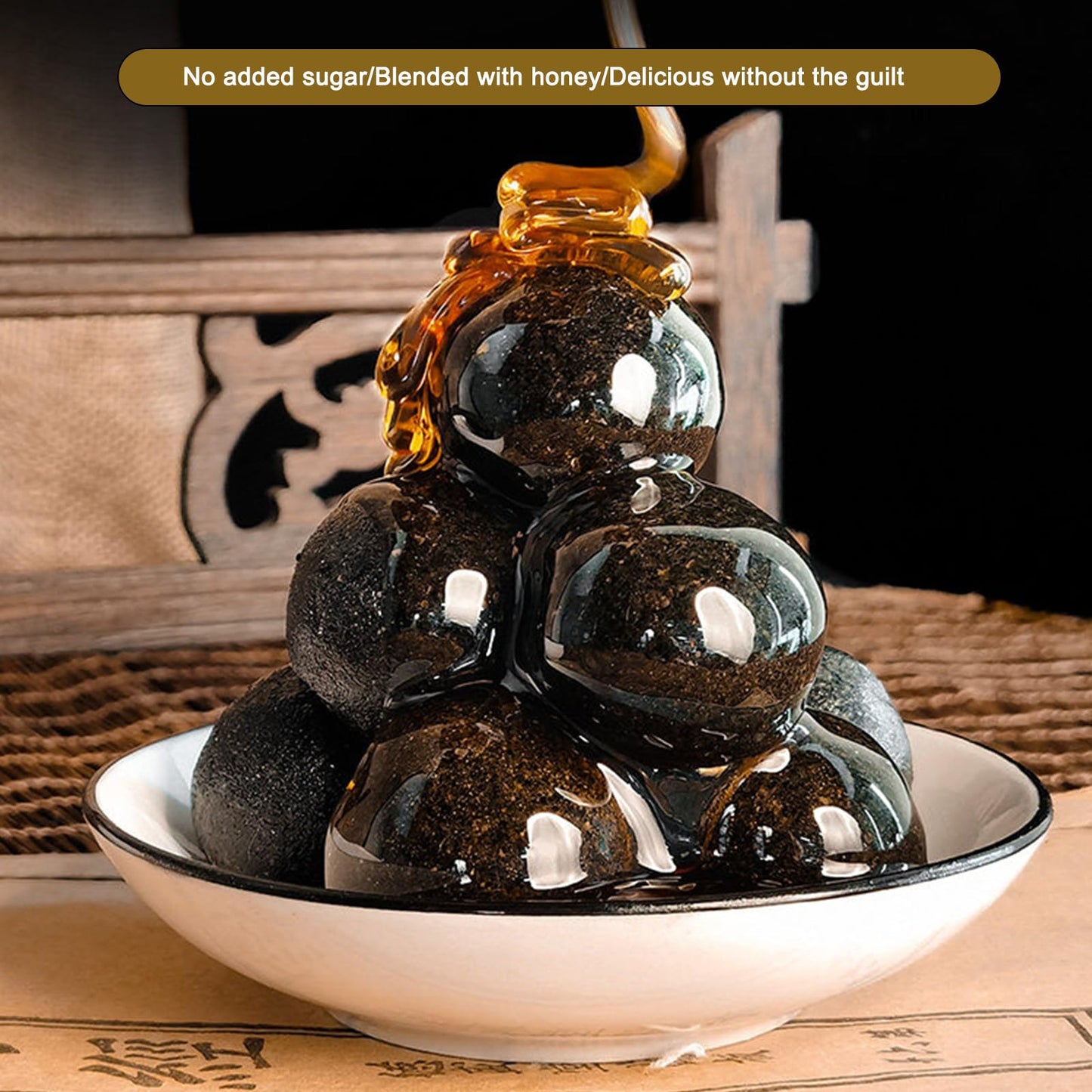 2 Bottles Black Sesame Balls,Handmade Black Sesame Snacks,Ideal for Daily Nourishment, Office Energy Snacks, and Gifts for Friends and Family